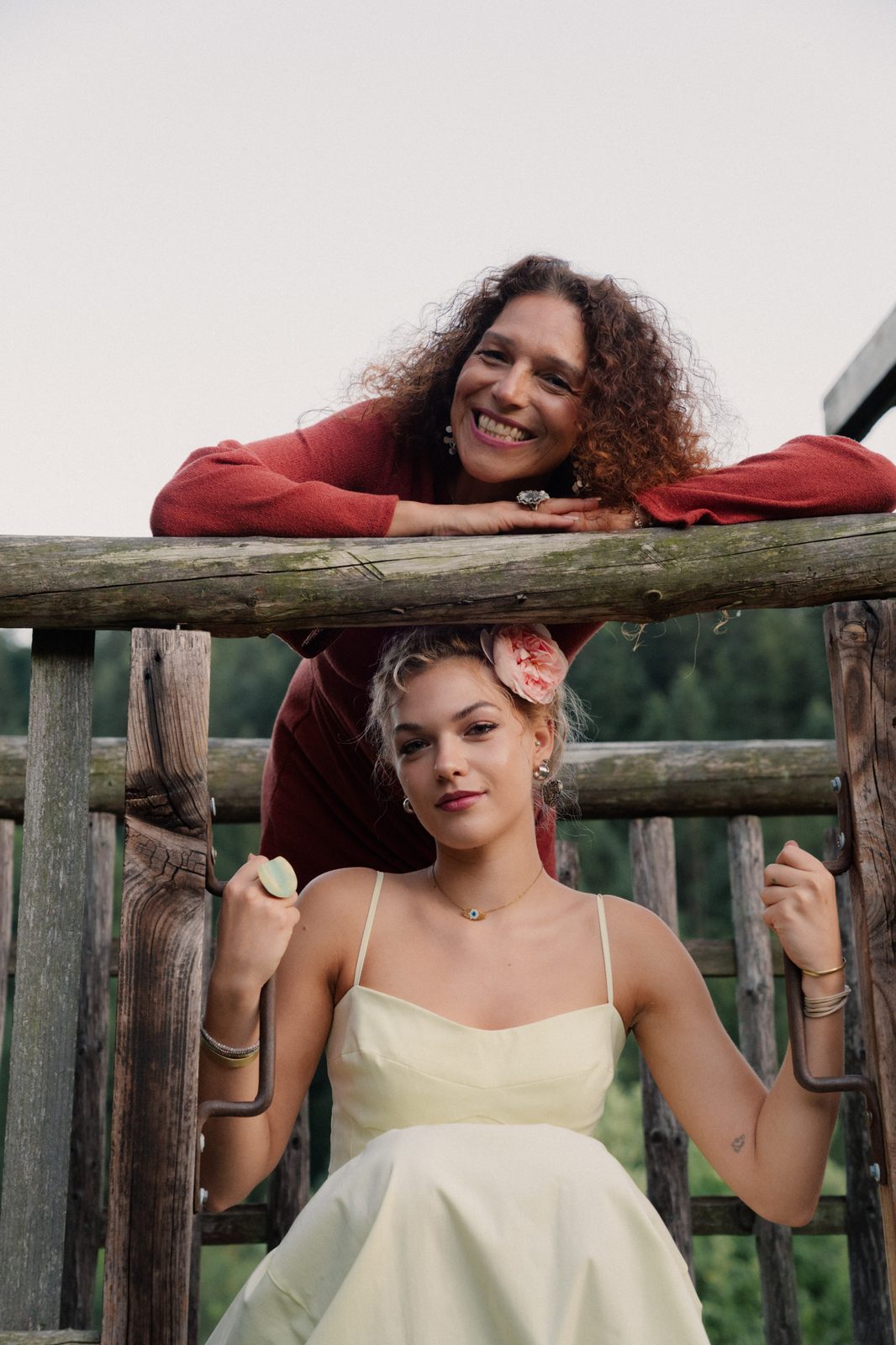 Two women laughing together